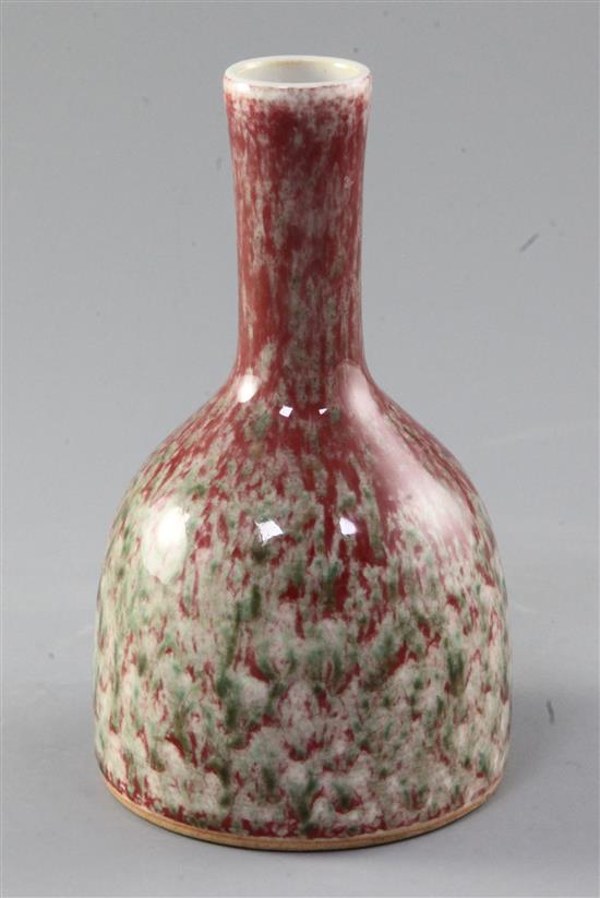 A Chinese flambe glazed beehive shaped bottle vase, height 15cm